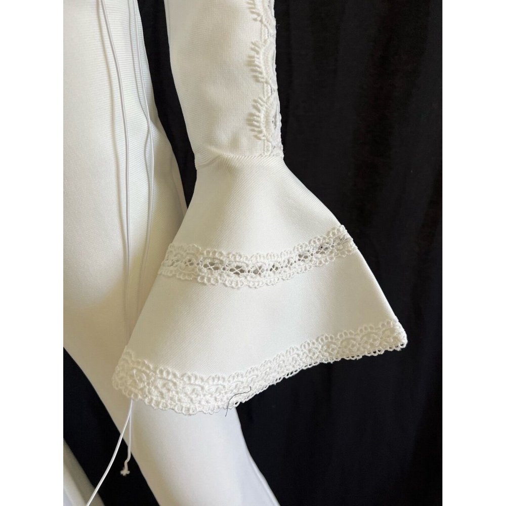 Women's Suit Matching Set 2 Pieces White Top + Flare Pants M - Picture 10 of 12